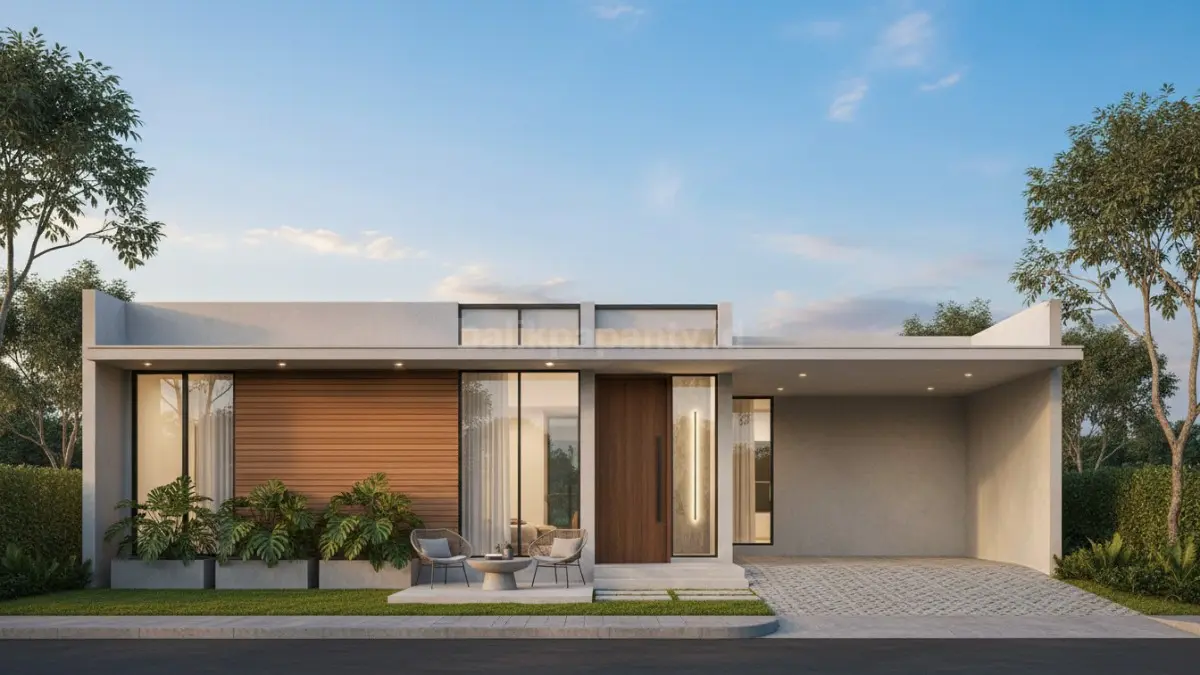 Rumah minimalis 1 lantai 3 kamar tampak modern dengan desain simpel dan elegan
