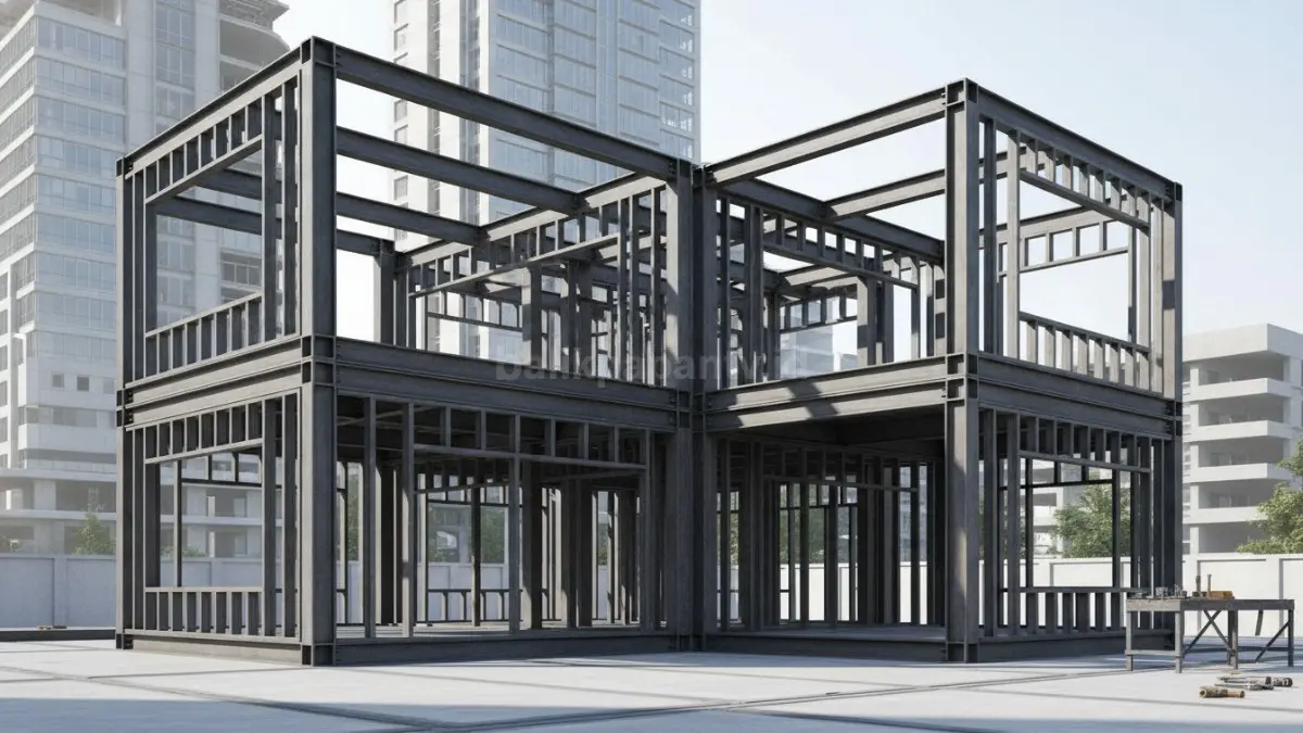 Struktur rangka baja rumah dengan konsep modular fleksibel
