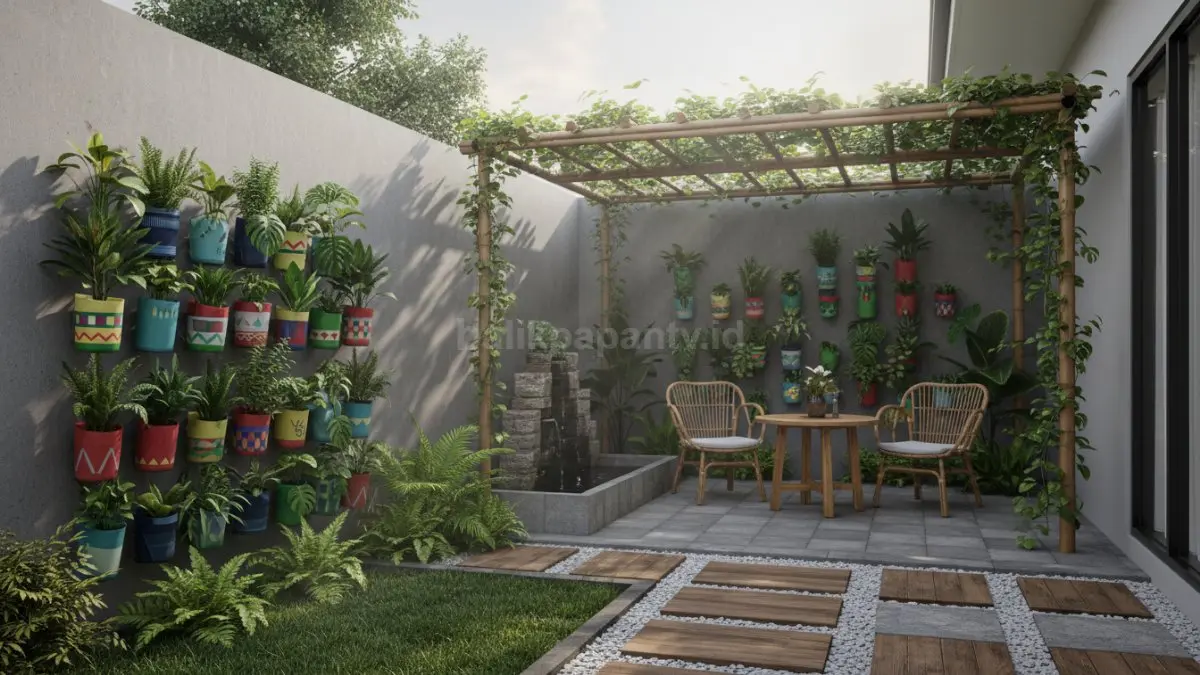 Taman vertikal sederhana di sudut rumah minimalis