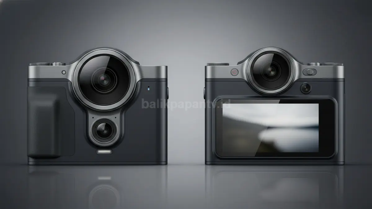 Tampilan dual lensa depan dan belakang Acroder Q3