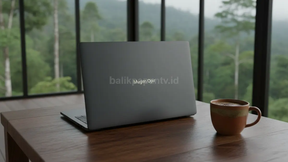 Tampilan Laptop Mugen Opir dengan desain sederhana yang jadi sorotan kualitas