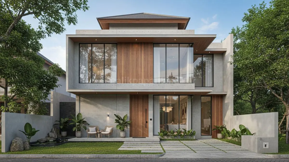 Tampilan rumah minimalis modern dengan desain simpel dan pencahayaan alami
