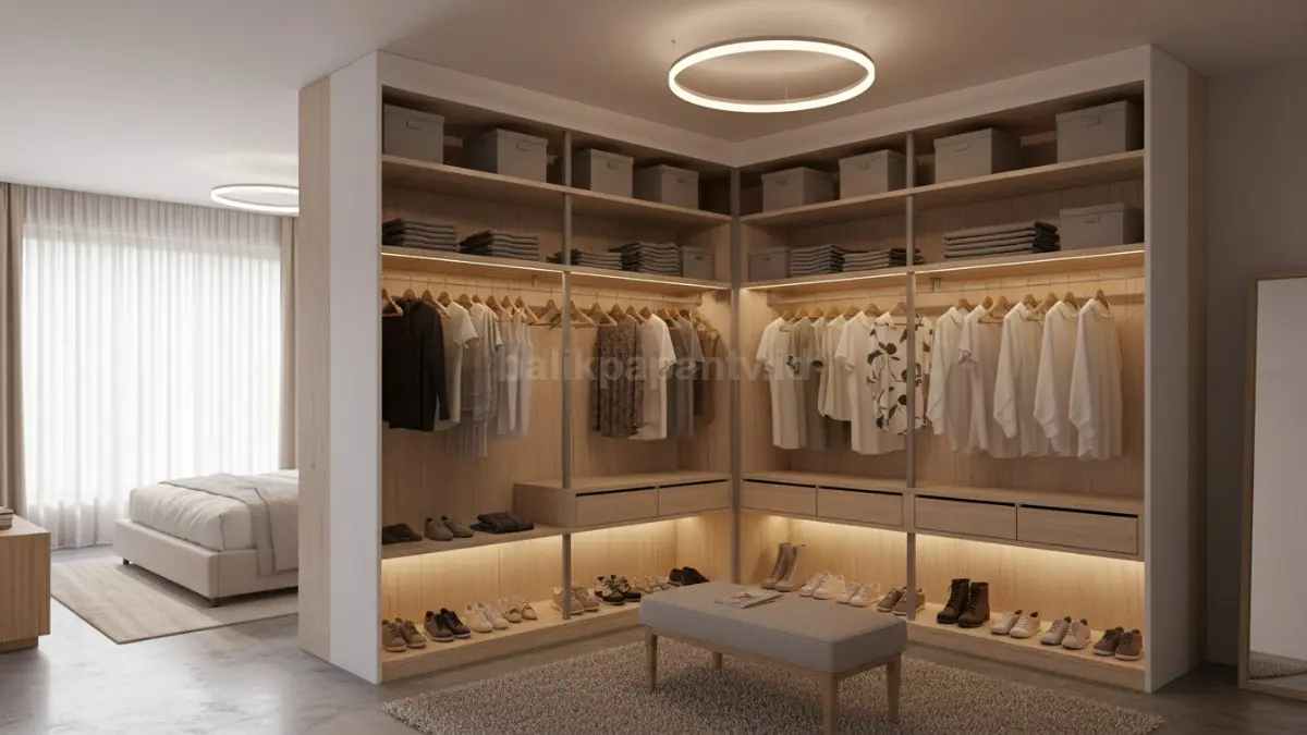  Walk-in closet terbuka tanpa pintu