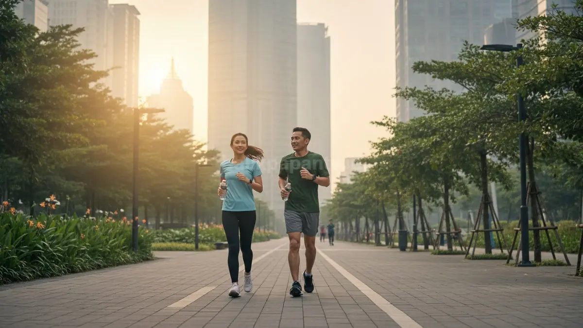 Aktivitas olahraga jalan cepat di pagi hari untuk menjaga kebugaran