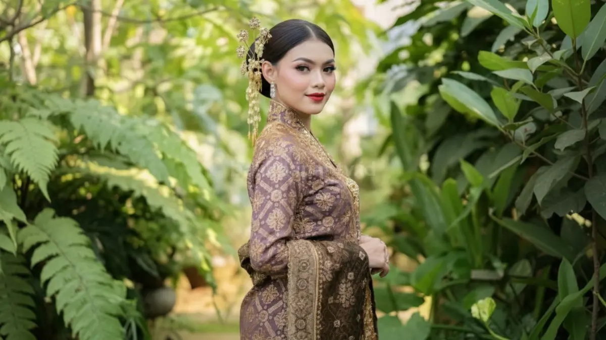 Baju kurung Melayu dengan kain songket 