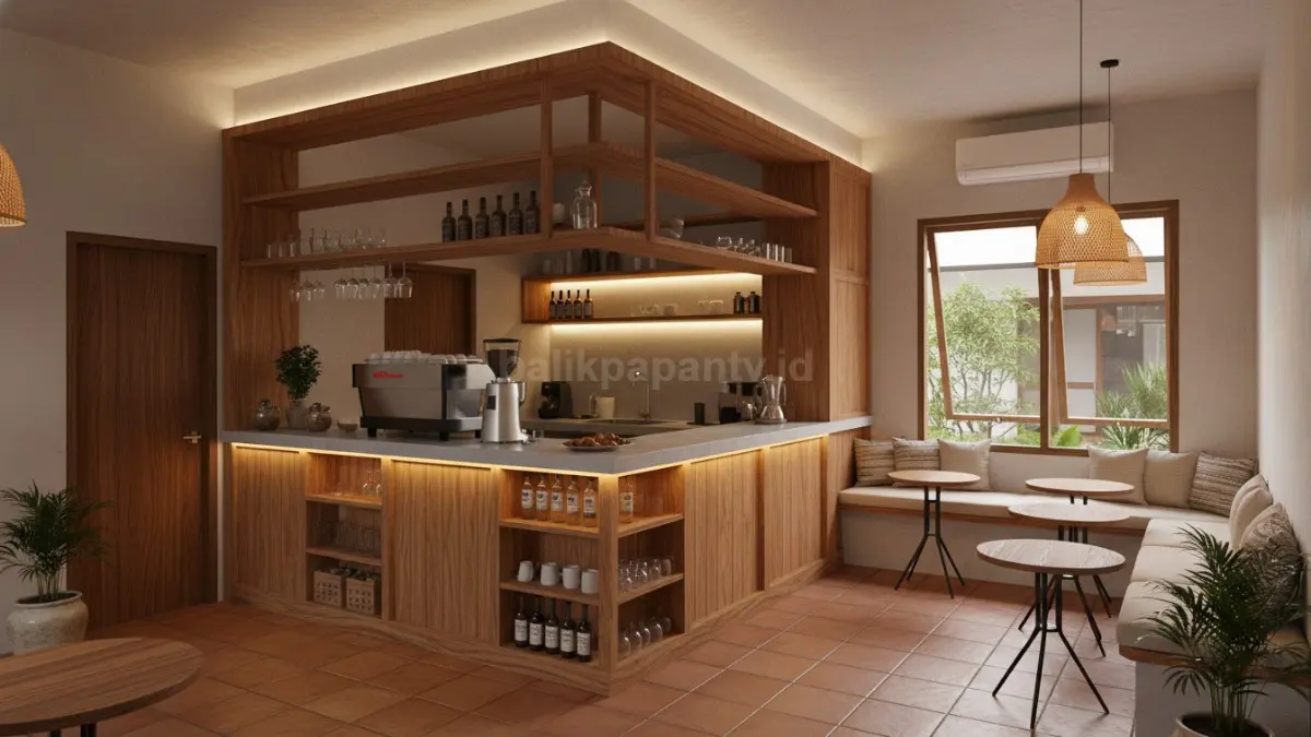Bar counter built-in multifungsi sebagai pusat aktivitas