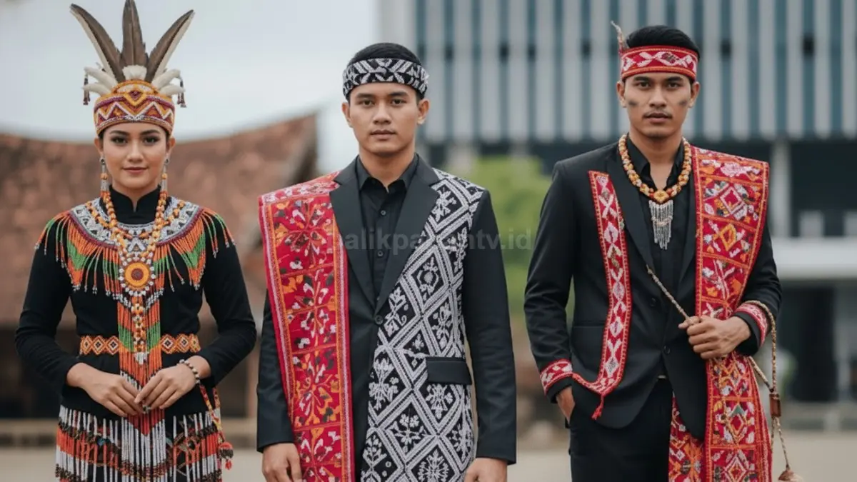 Busana adat Kalimantan Barat dengan perpaduan Dayak Melayu Tionghoa yang penuh warna dan makna