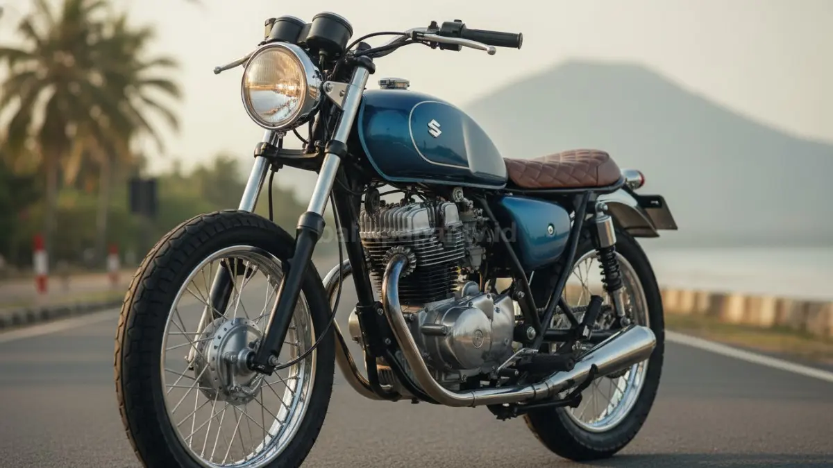 Desain klasik Thunder 250 dengan rangka tubular dan lampu bulat