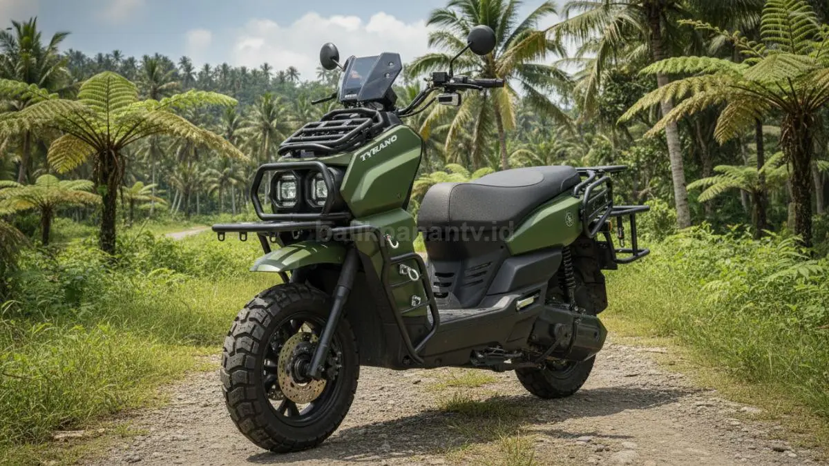 Detail crash guard kuat pada motor listrik Tyranno untuk angkut barang