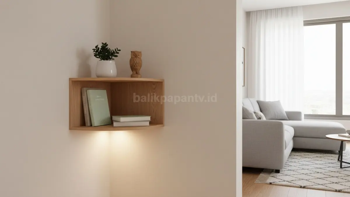 Floating shelf sudut ruang