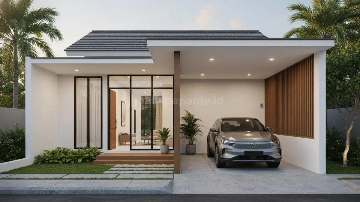 Garasi semi indoor terintegrasi rumah