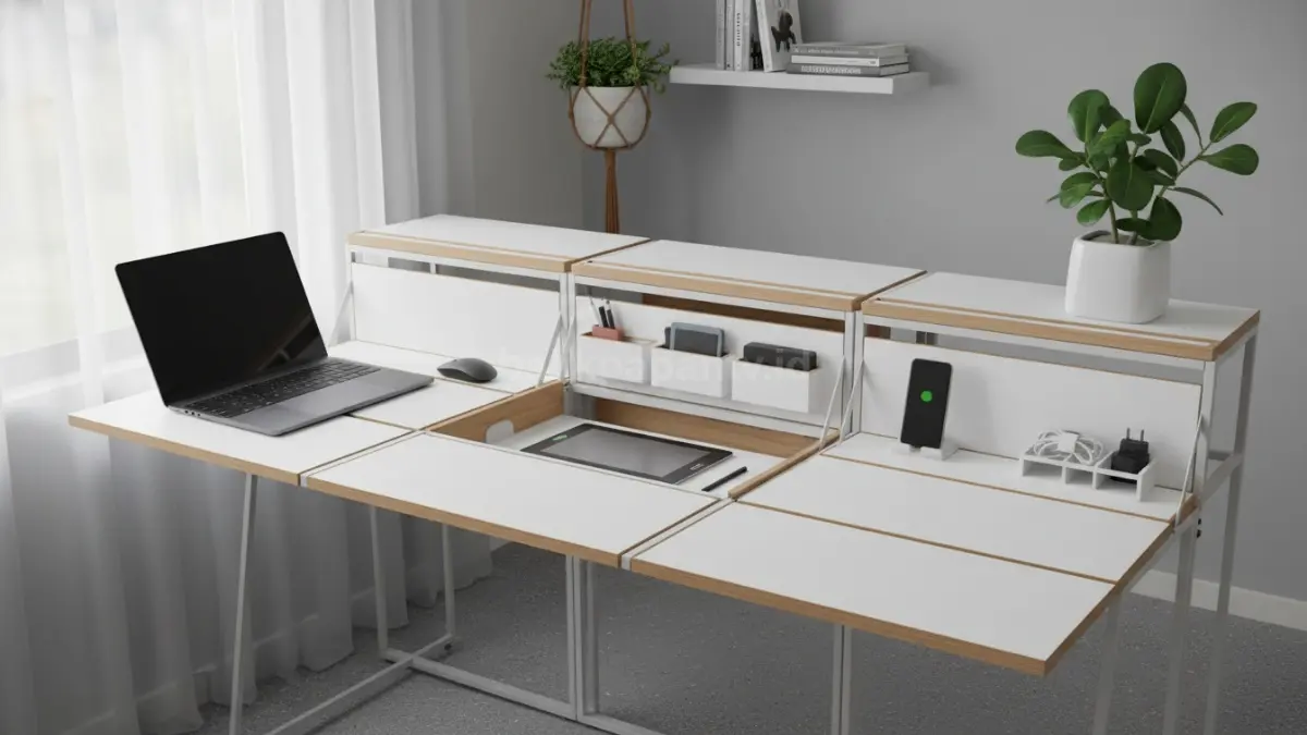  Grid modular dengan panel lipat multifungsi