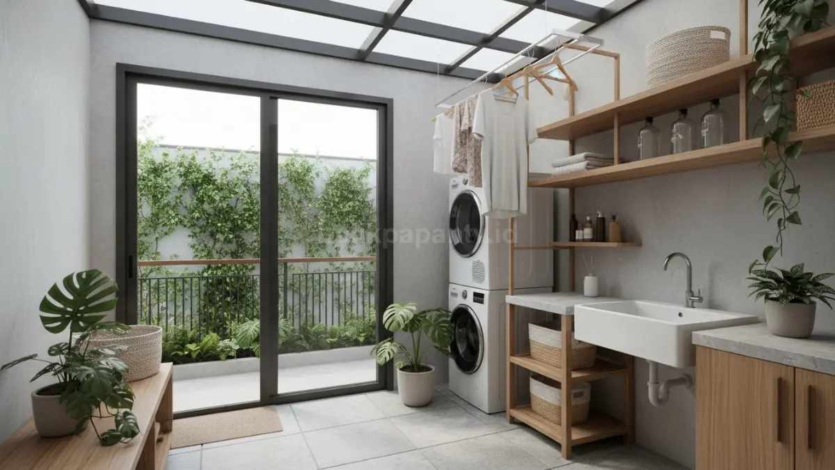 Konsep ruang laundry lantai dua untuk rumah modern efisien