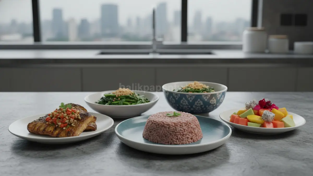 menu pola makan seimbang dengan karbohidrat protein sayur dan buah