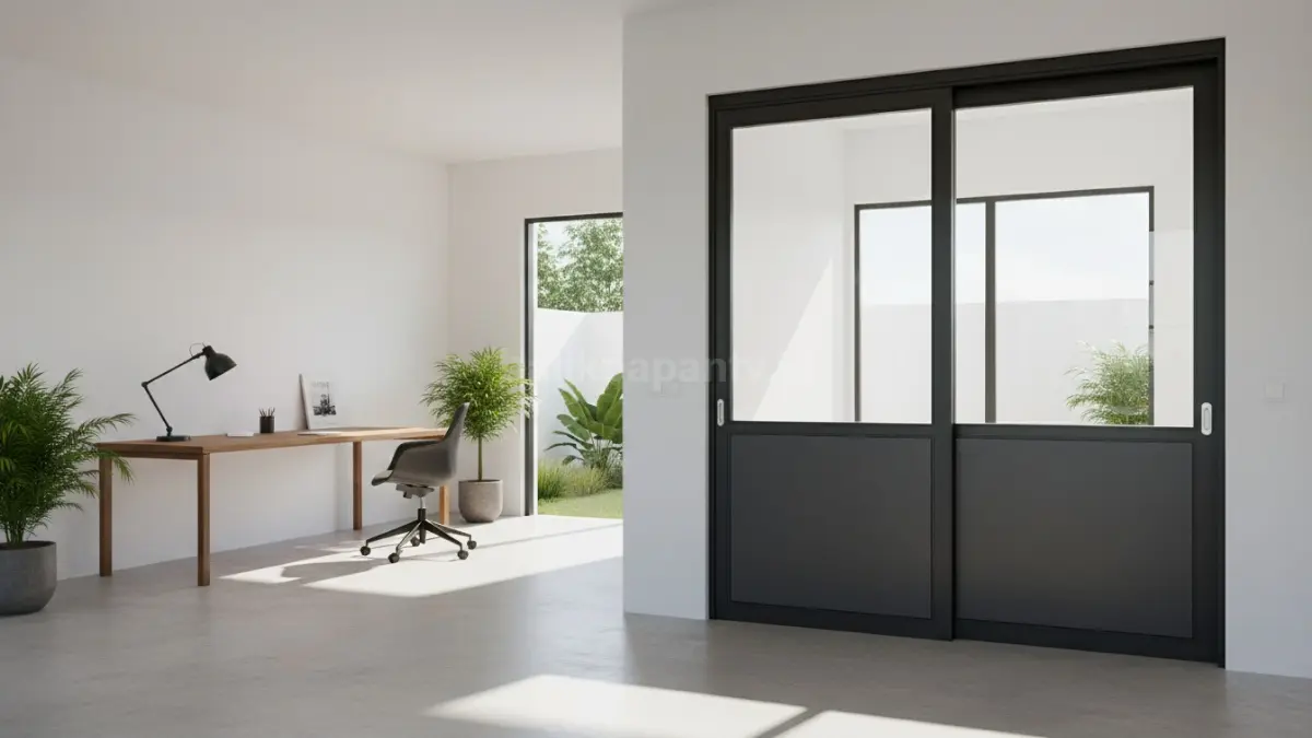 Model kombinasi panel solid dan kaca