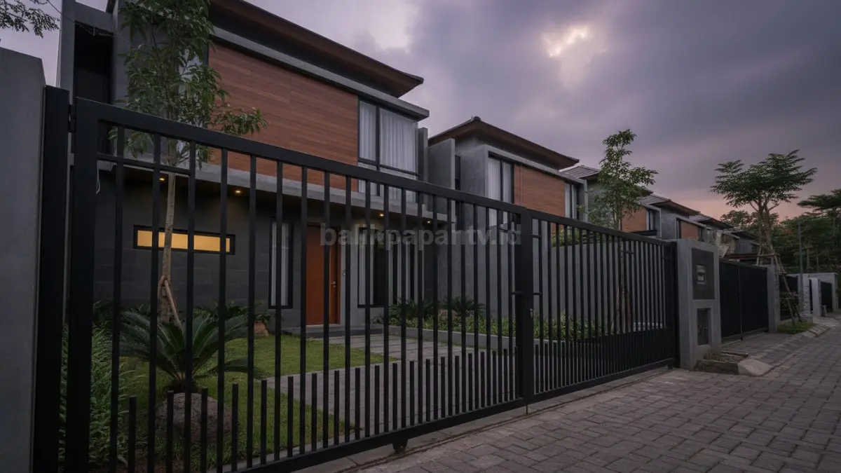 Pagar besi tempa industrial finishing hitam doff