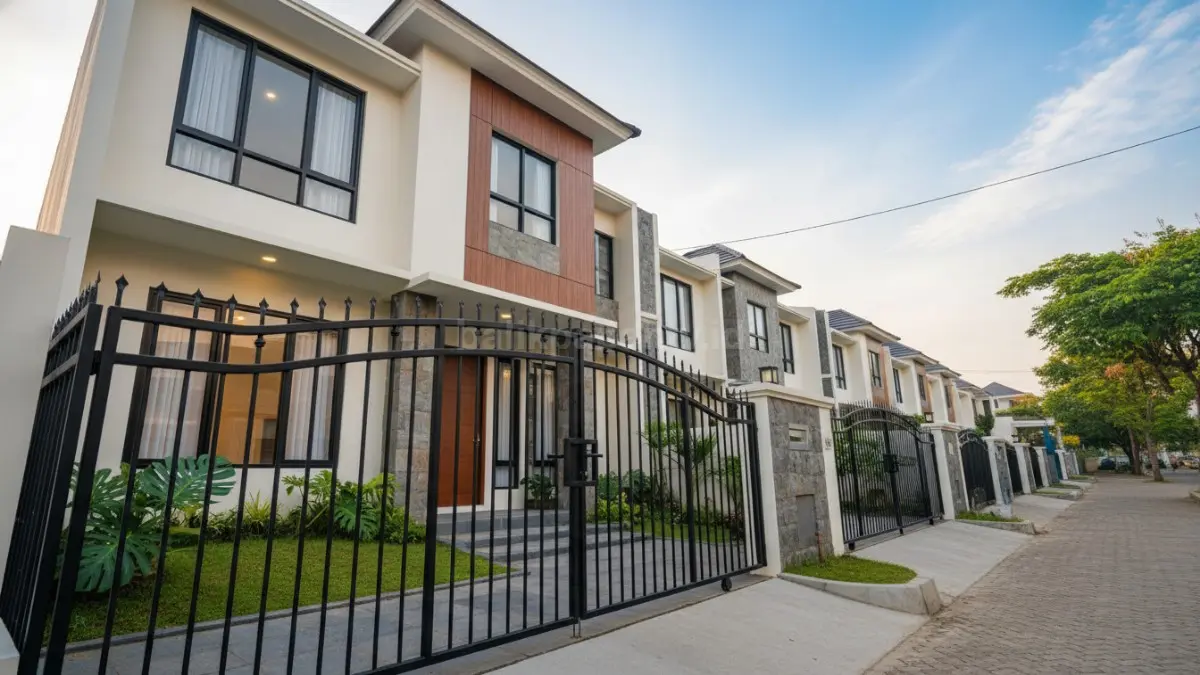 Pagar besi tempa modern dengan desain minimalis dan kuat untuk rumah tropis