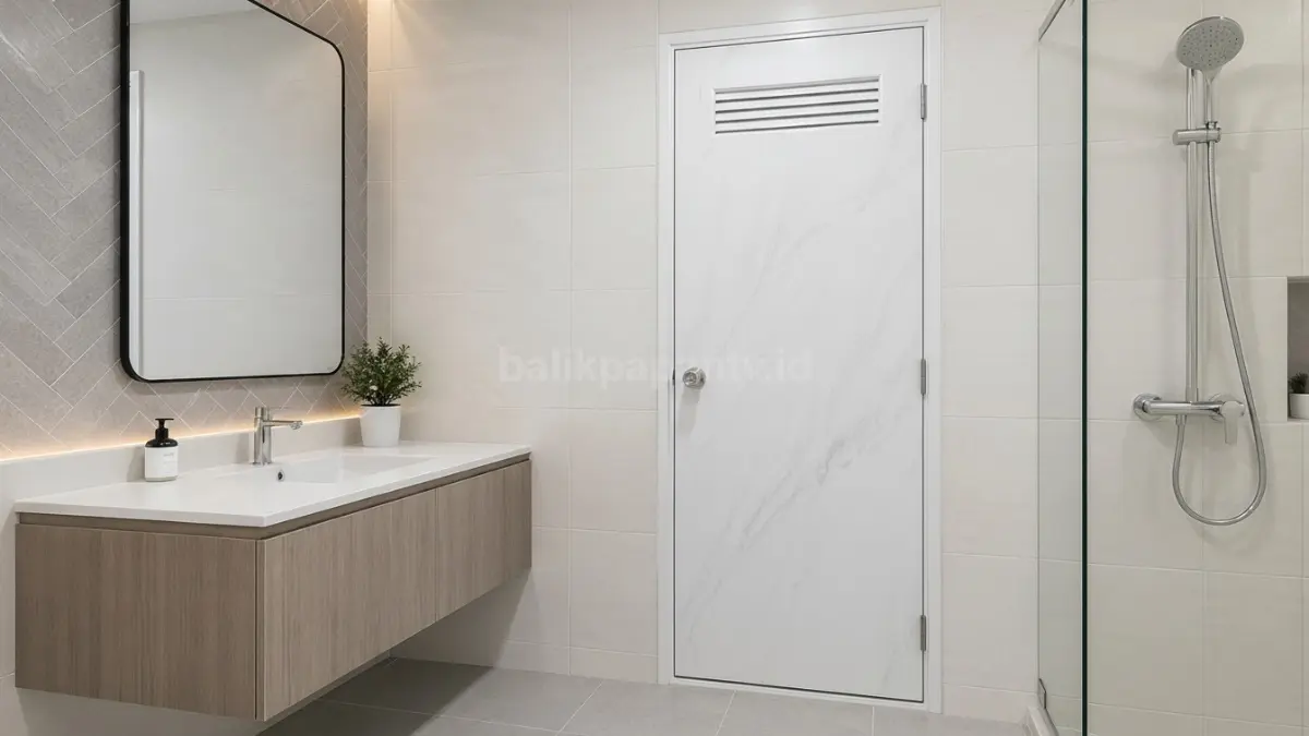 Pintu PVC dengan ventilasi atas.