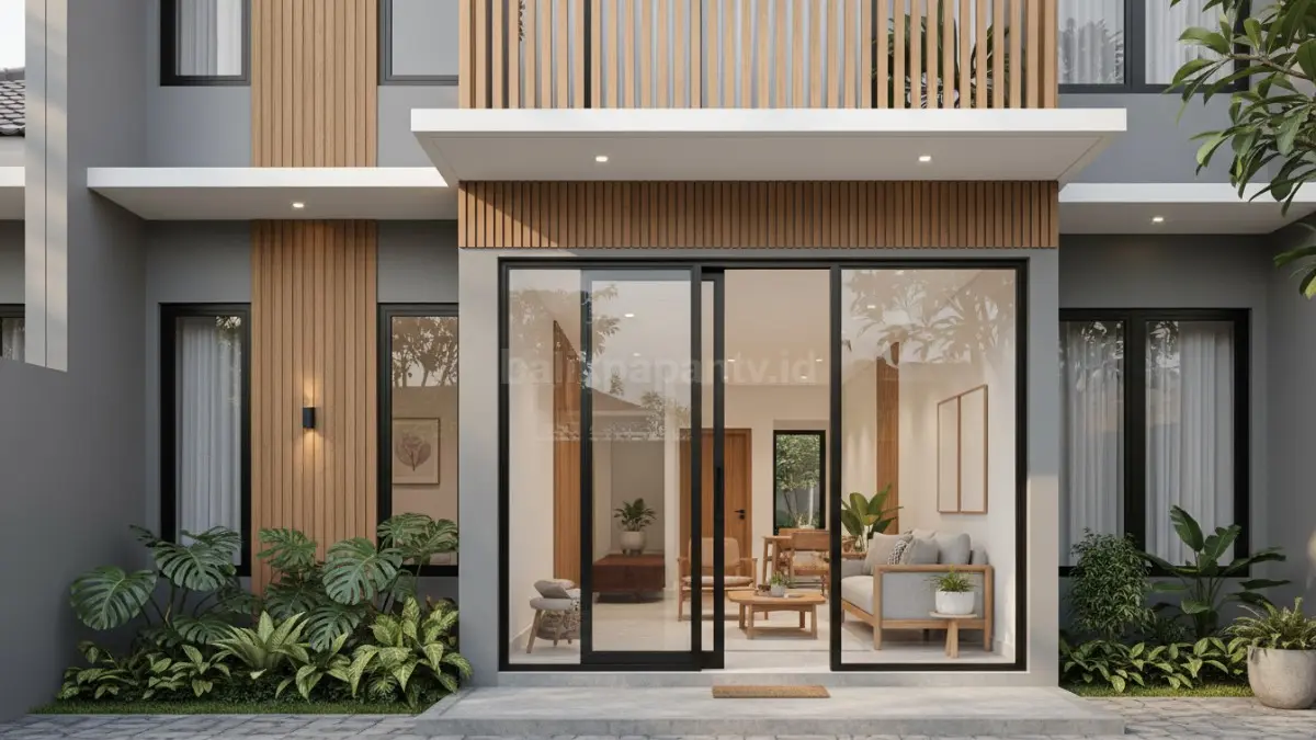 Pintu sliding aluminium 2 daun modern di rumah minimalis, solusi ruang hemat dan elegan