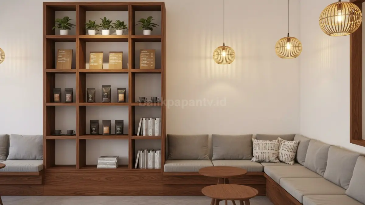 Rak display built-in vertikal untuk estetika dan fungsi

