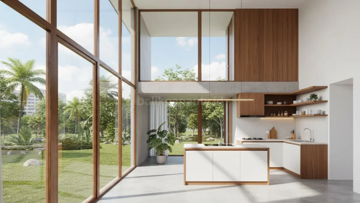 rumah modern dengan jendela besar dan pencahayaan alami maksimal
