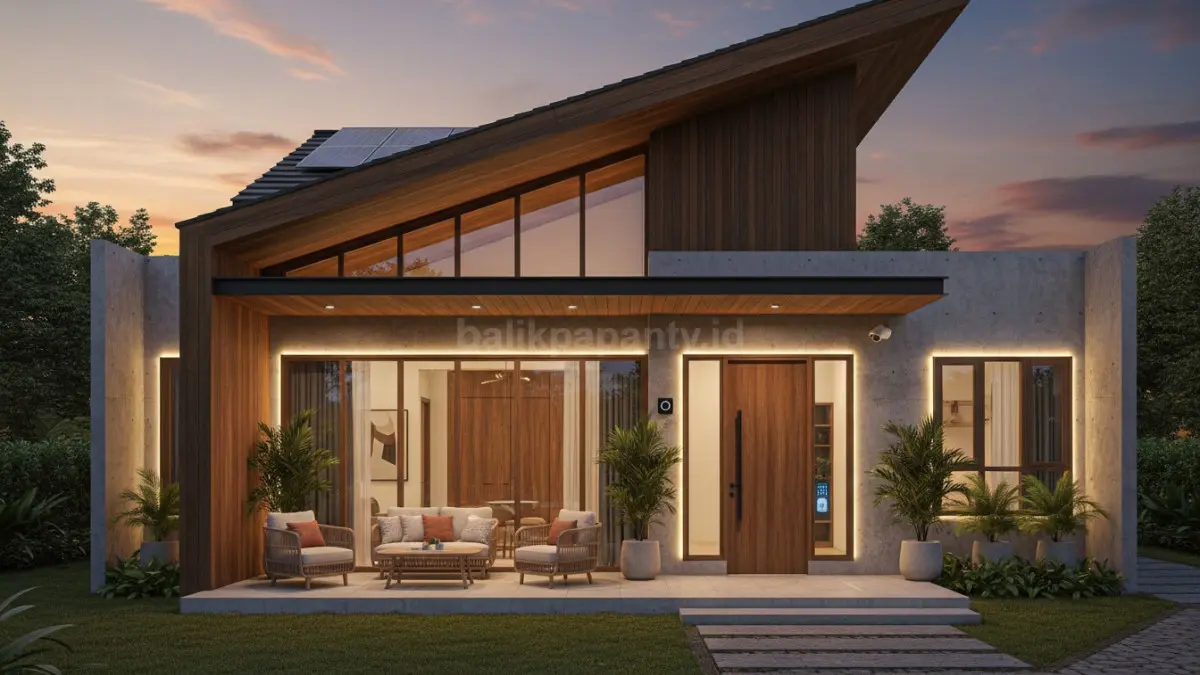 Smart living house dengan sistem pencahayaan otomatis dan keamanan digital terintegrasi, menghadirkan hunian modern yang hemat energi serta responsif terhadap aktivitas penghuni sehari-hari.