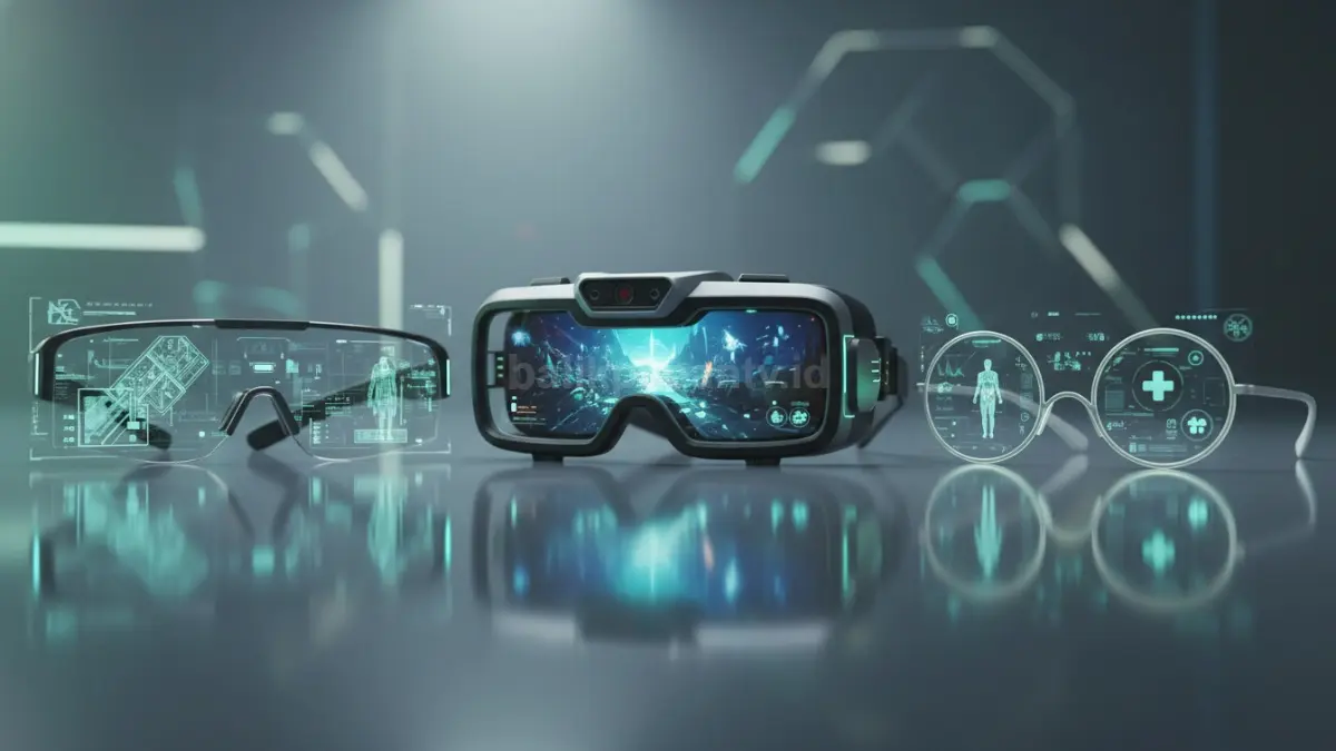 Tampilan jenis AR glasses dengan fungsi berbeda dalam XR