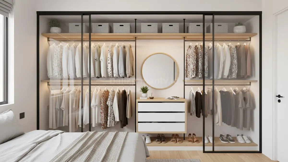 Walk-in wardrobe compact