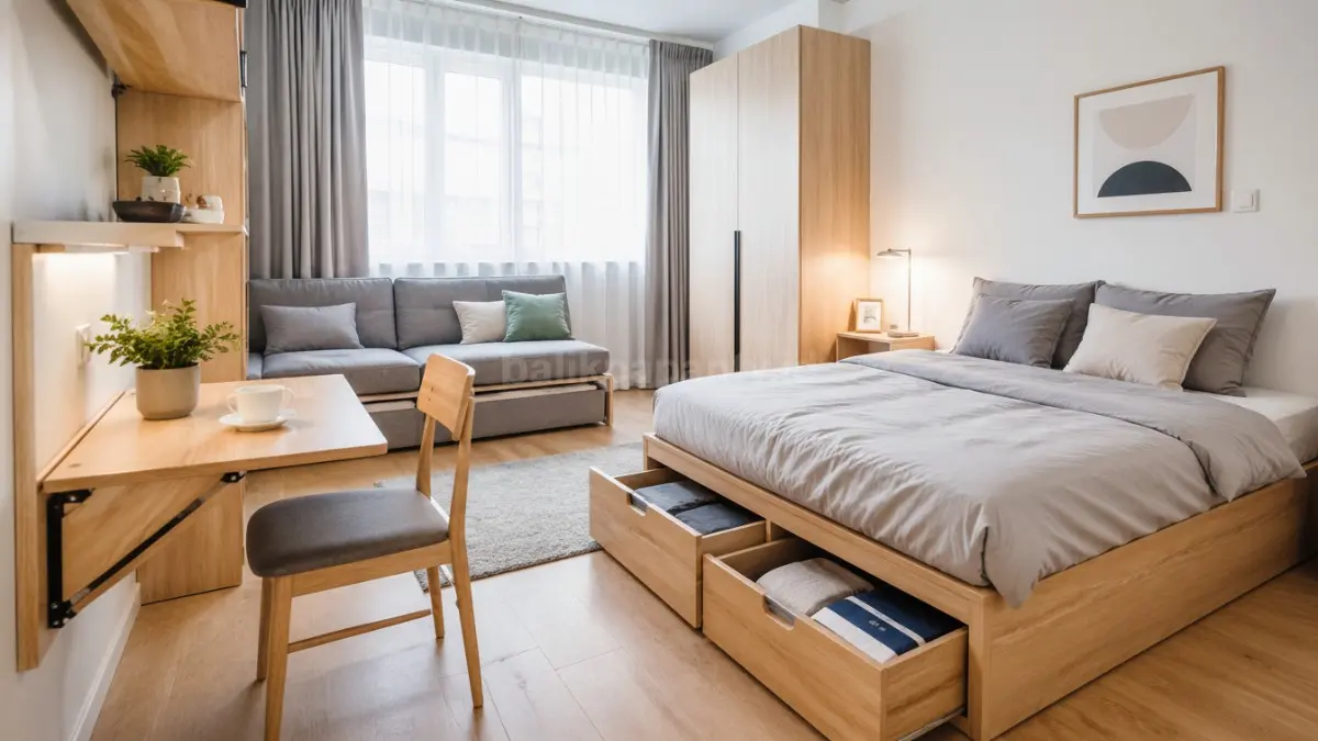 Rumah kecil dengan furnitur multifungsi. (BTV/Ai)