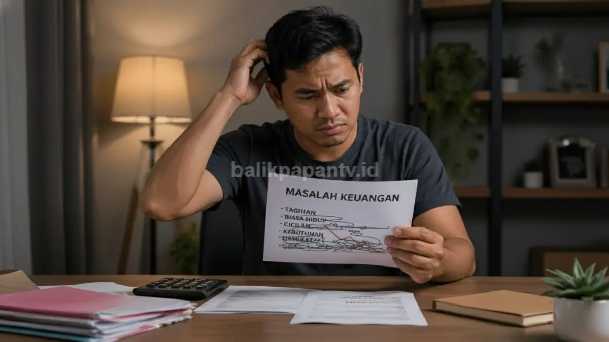 Pria sedang bingung dalam menghadapi tekanan finansial. (BTV/Ai)