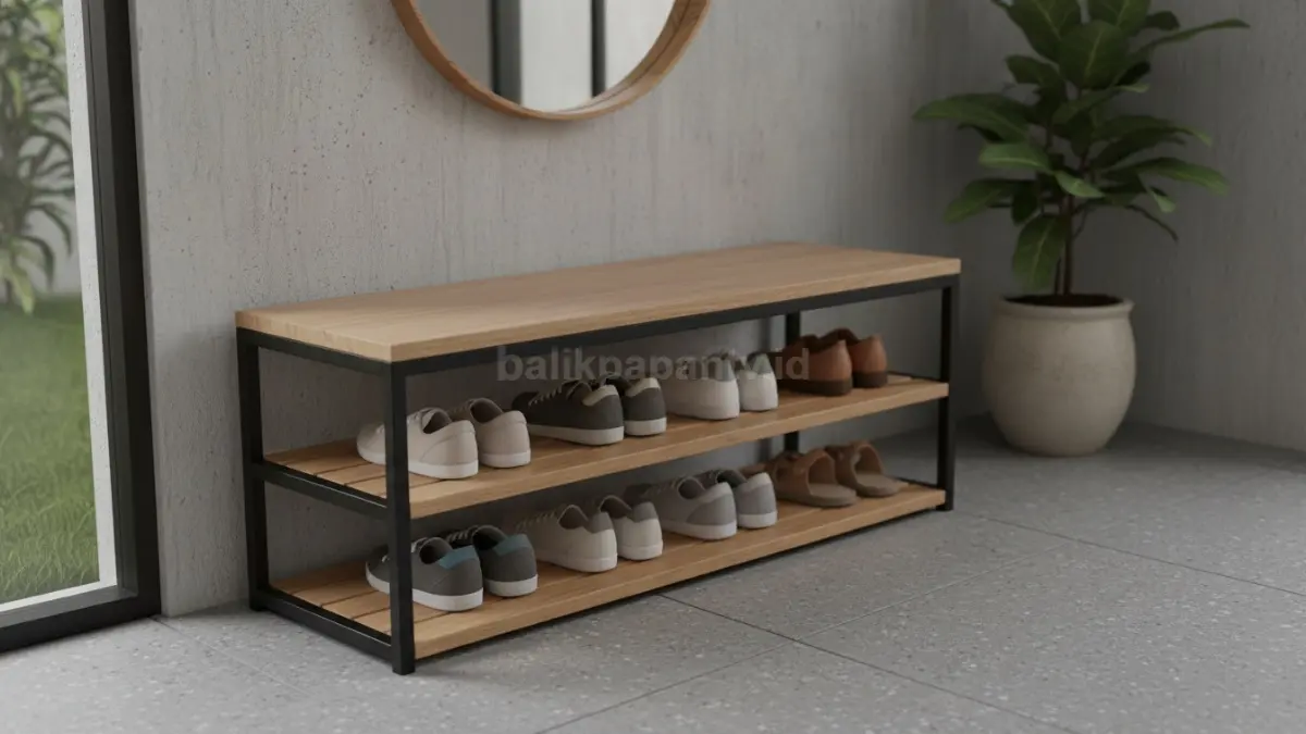 Bangku Sepatu Terbuka dengan Rak Bertingkat (BTV/Ai)