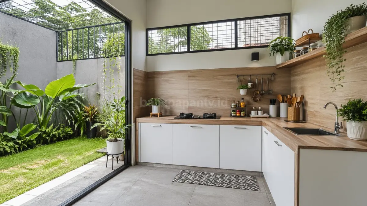 Dapur bentuk L semi outdoor. (BTV/Ai)