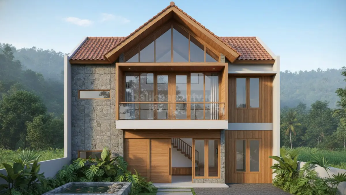 denah rumah 7x10 modern dengan mezzanine dan ruang tersembunyi