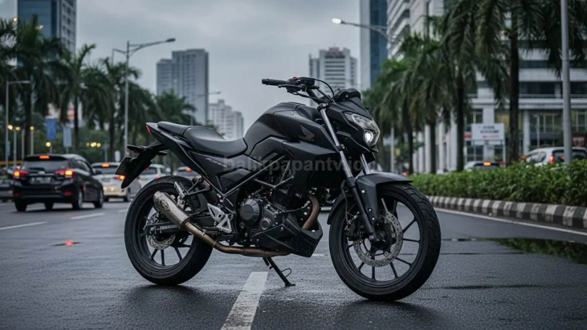 Honda CB 150 Verza 2026 tampil gagah dengan warna hitam doff di jalan kota (BTV/Ai)