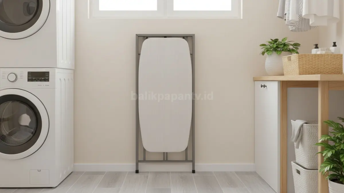Meja setrika lipat dinding (wall-mounted folding ironing board) (BTV/Ai)