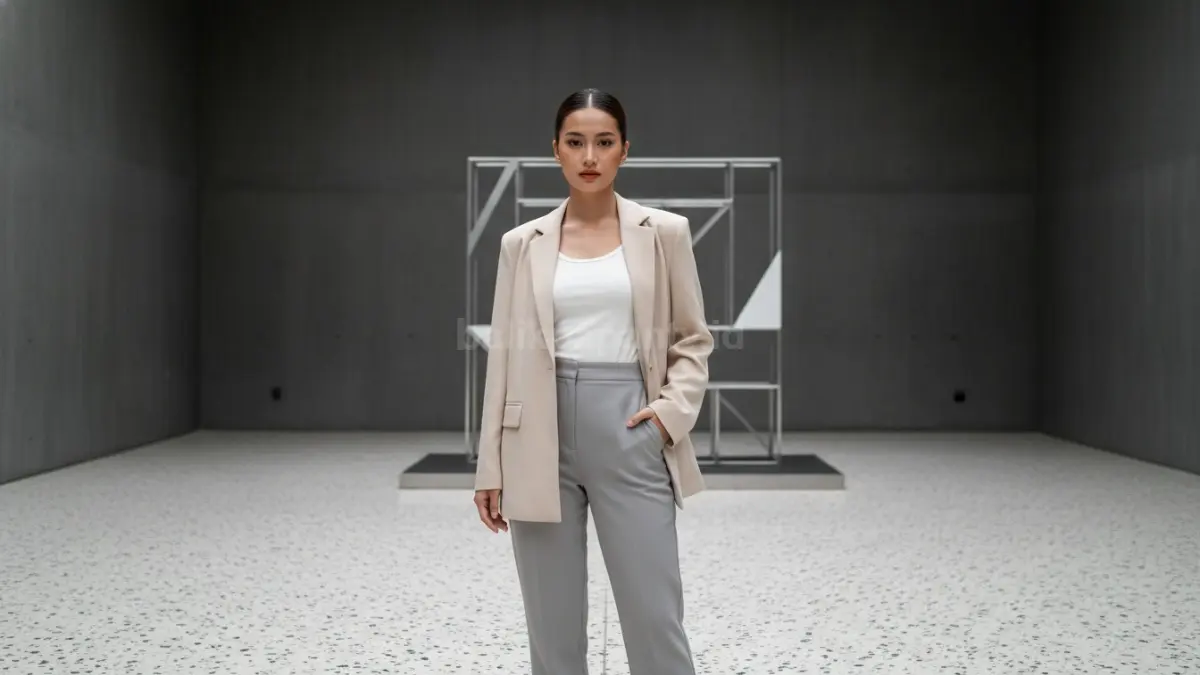 Outfit chic dengan warna netral tampil modern dan rapi (BTV/AI)