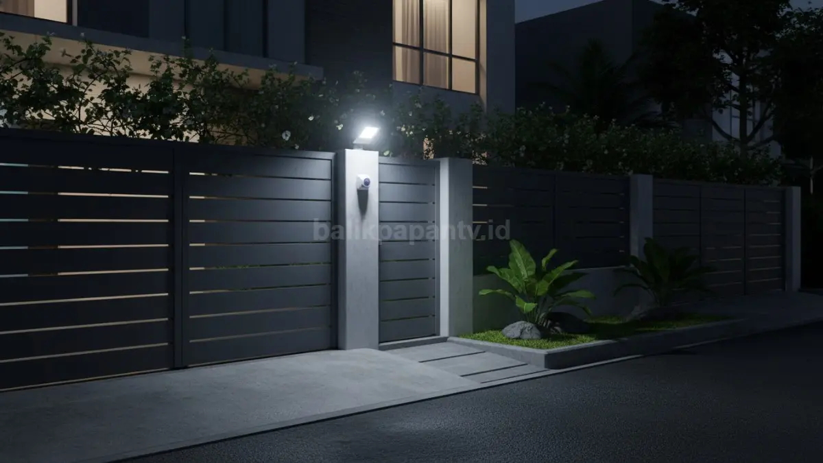 Pagar dengan sensor lampu otomatis
