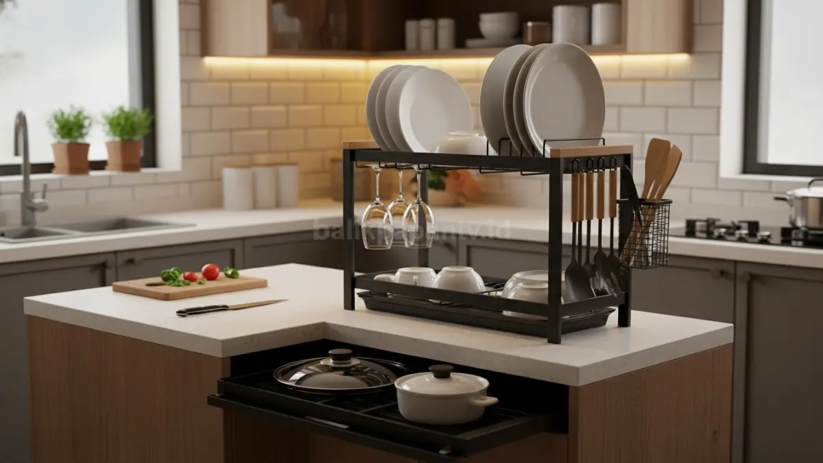 Rak Piring Multifungsi Meja Dapur (BTV/Ai)