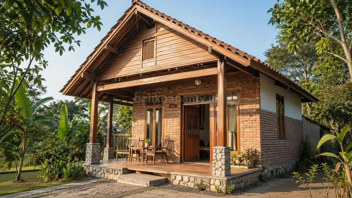 Rumah sederhana di desa menggunakan material lokal. (BTV/Ai)