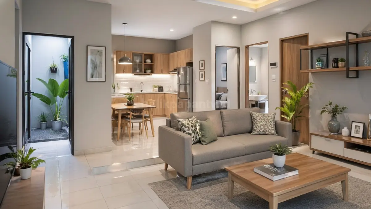 Rumah tipe 36 dengan split area tanpa dinding penuh. (BTV/Ai)