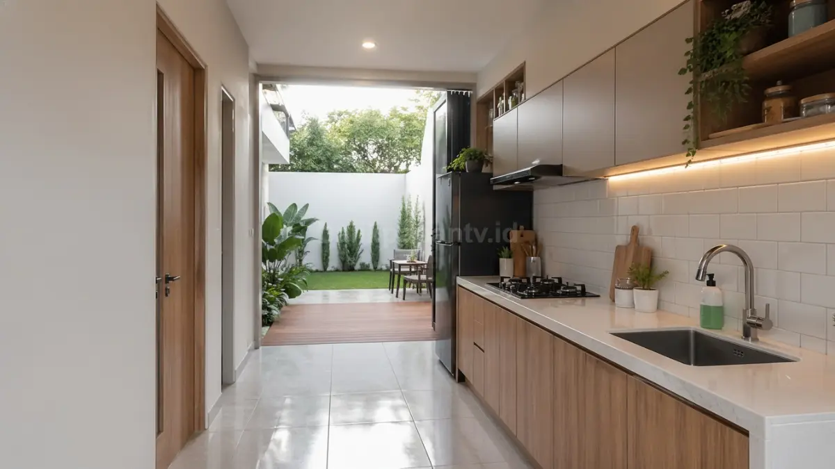 Rumah tipe 36 model linear dapur ke belakang. (BTV/Ai)