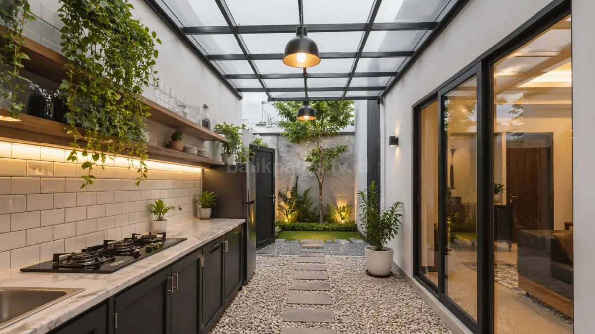 Rumah tipe 36 model semi outdoor dengan atap transparan. (BTV/Ai)