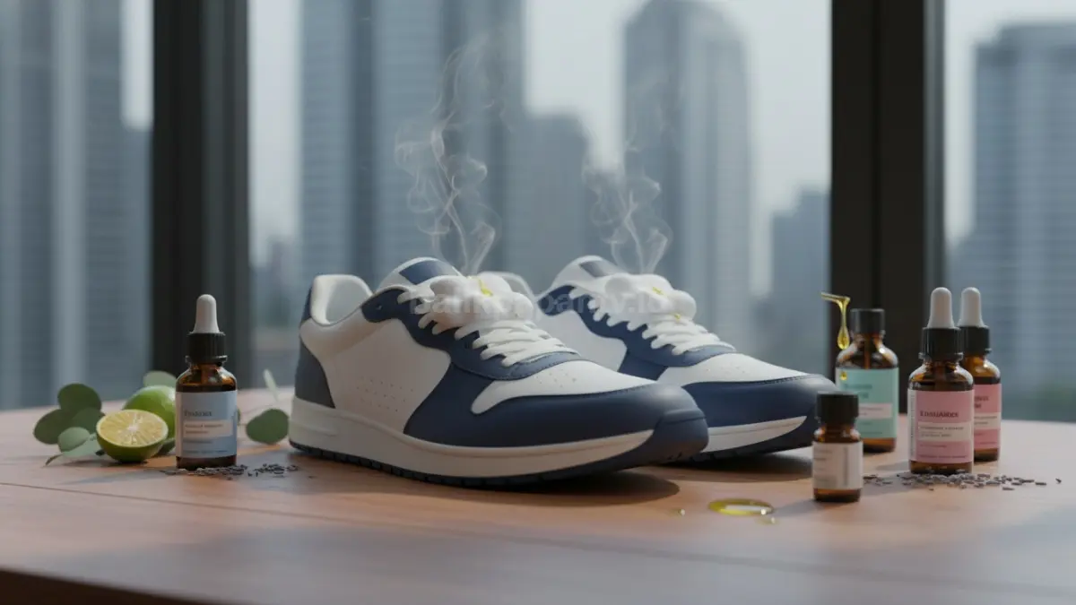 Sepatu dengan kapas beraroma minyak esensial di dalamnya sebagai solusi bau (btv/ai)