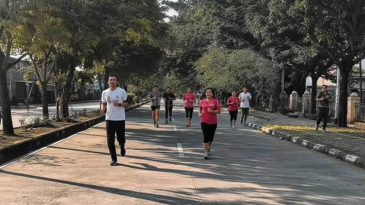 Suasana Car Free Day di Jalan Anggi Samarinda dengan warga berolahraga pagi.