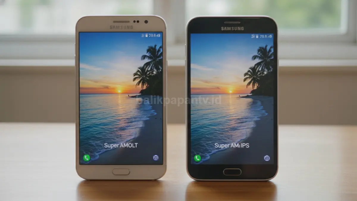 Tampilan layar Galaxy J5 dibandingkan layar IPS pesaing (BTV/Ai)