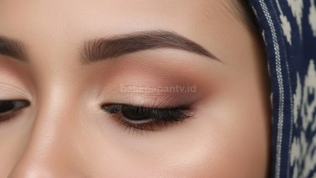 Tampilan riasan mata dengan eyeshadow berwarna natural dan rapi (BTV/AI)