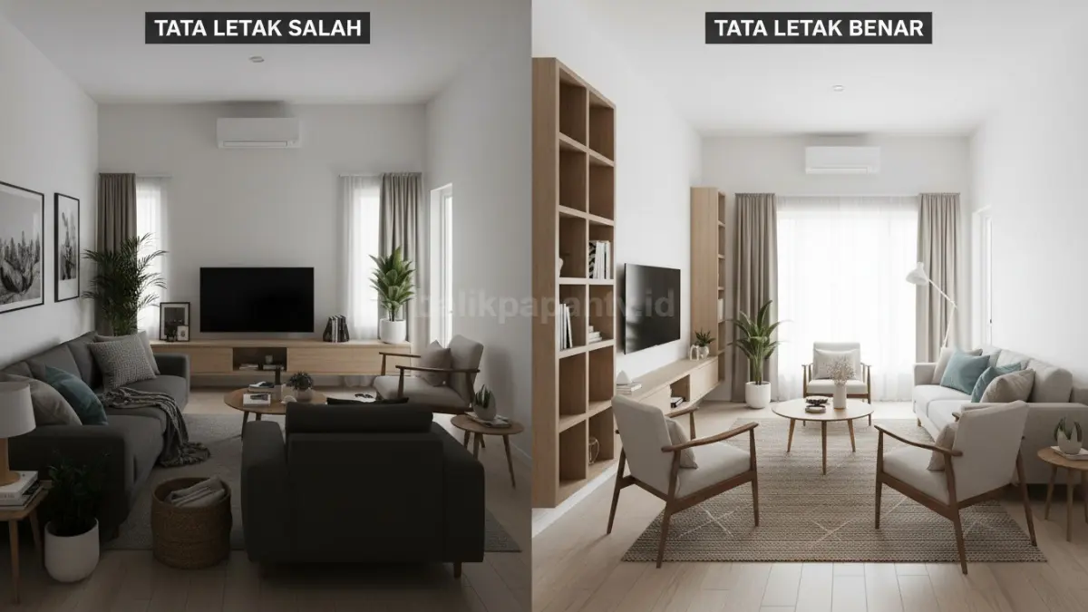 Tata letak ruang keluarga yang salah dan benar dalam rumah kecil
