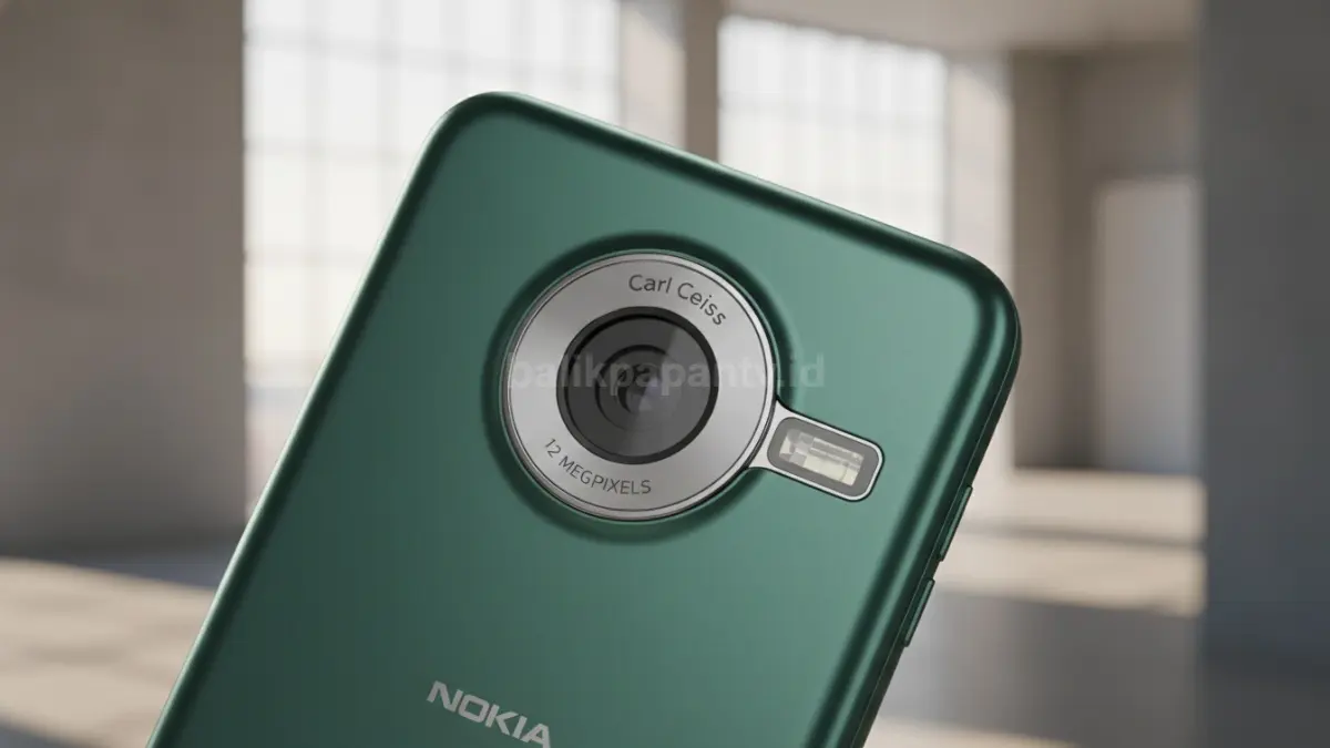 Close-up Nokia N8 menunjukkan desain kamera dengan lensa Carl Zeiss (BTV/Ai)