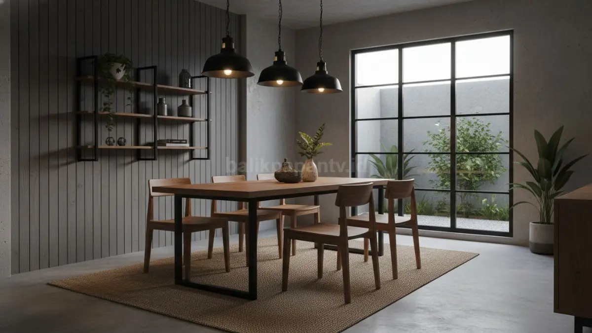 Desain Industrial dengan Kombinasi Metal dan Kayu. (BTV/Ai)