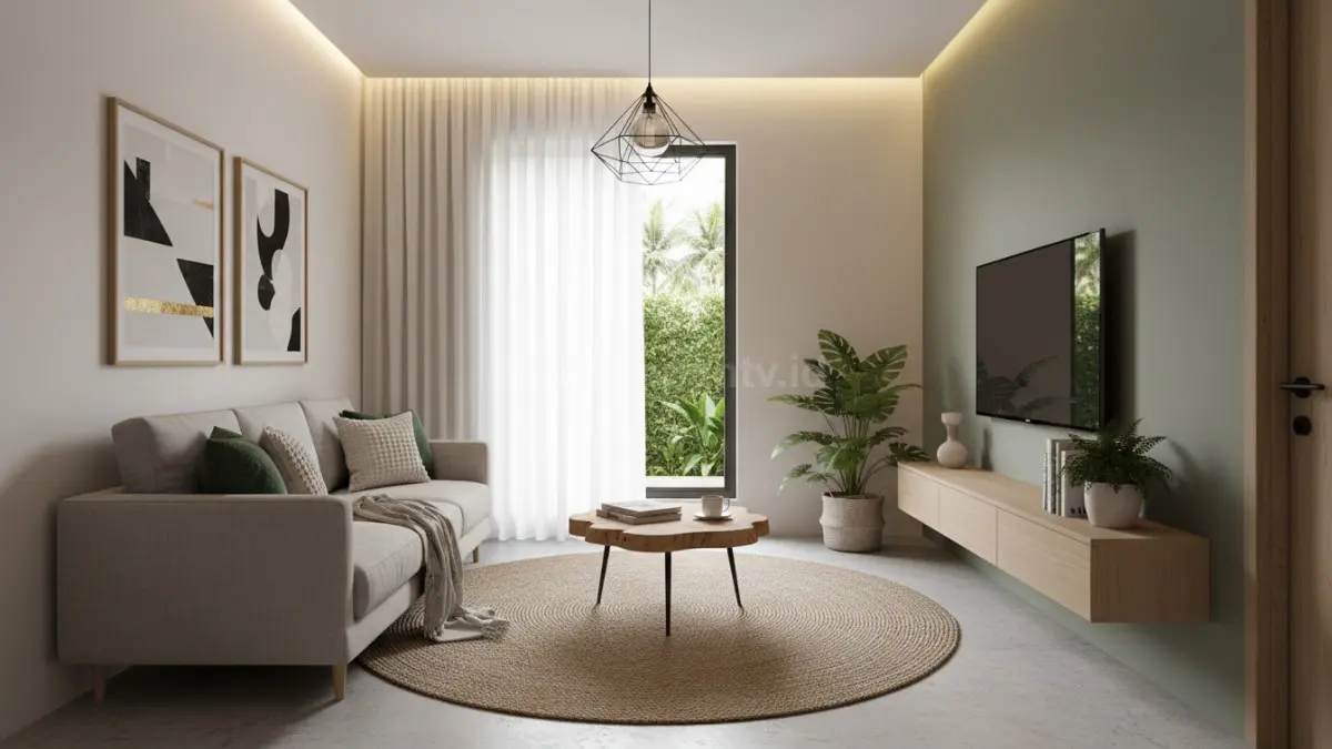 Desain ruang tamu 3x3 yang memaksimalkan setiap sentimeter ruang dengan furnitur minimalis.